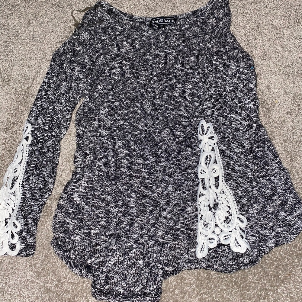 Lace sleeve sweater